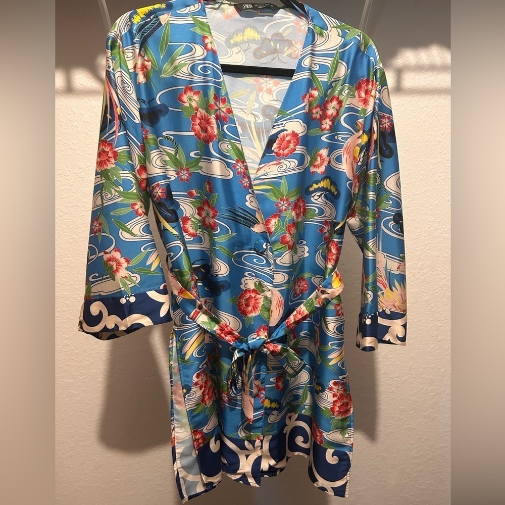 Zara belted printed kaftan wrap top - Picture 5 of 8